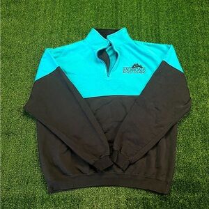 Sportif Turquoise and Charcoal Zip Up Sweater with Quarter-Zip Design